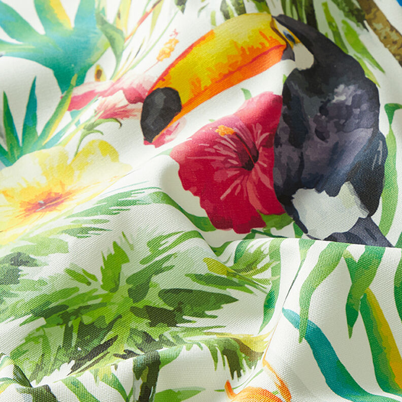 Outdoor Fabric Canvas Tropical birds – white/green,  image number 2