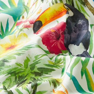 Outdoor Fabric Canvas Tropical birds – white/green, 