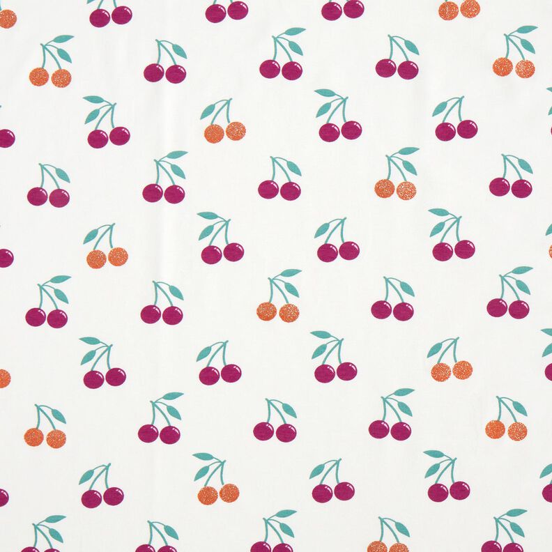 Cotton Jersey Glittery cherries | by Poppy – offwhite,  image number 1