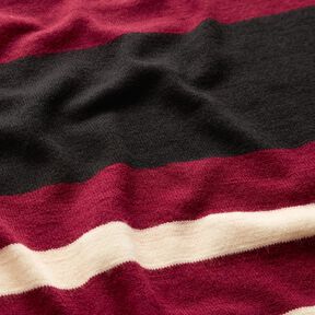 Knitted fabric wide stripes – burgundy/beige, 