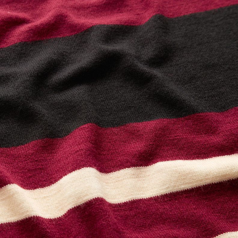Knitted fabric wide stripes – burgundy/beige,  image number 2