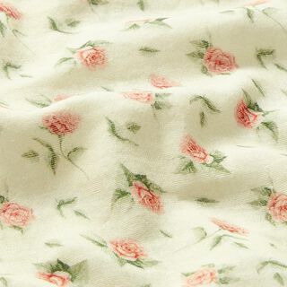 Double Gauze/Muslin Little roses Digital Print | Stenzo – offwhite, 