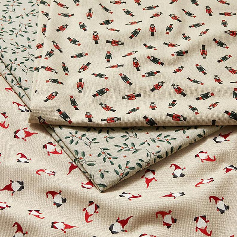Decor Fabric Half Panama Christmas branch – natural/fir green, image number 5