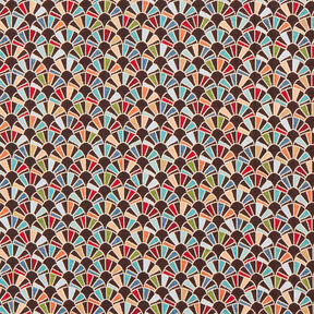 Decor Fabric Tapestry Fabric retro fans – black/carmine, 
