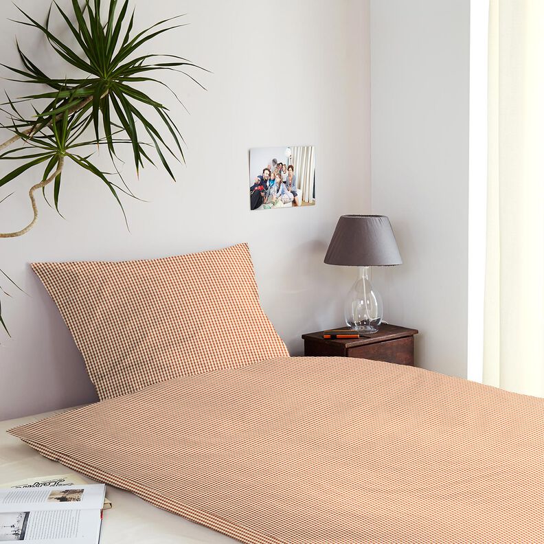 Seersucker Cotton woven check – terracotta/light beige, image number 6
