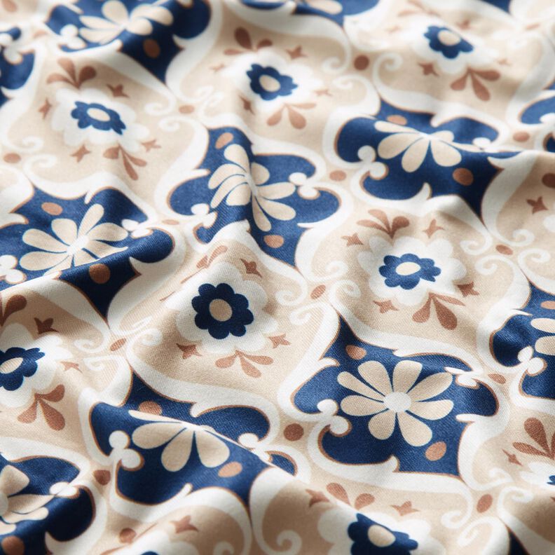 Jersey floral ornaments – beige/navy blue,  image number 2