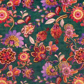 Decor Velvet floral tendrils – blue spruce/rosé, 