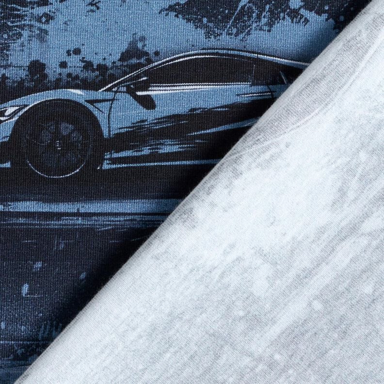 Cotton Jersey racing car Digital Print – blue-black,  image number 4