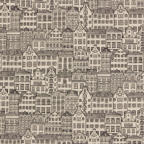 Decor Fabric Half Panama townhouses – natural/black, 