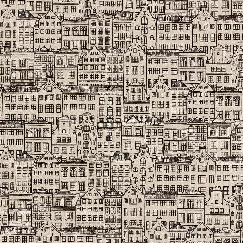 Decor Fabric Half Panama townhouses – natural/black,  image number 1