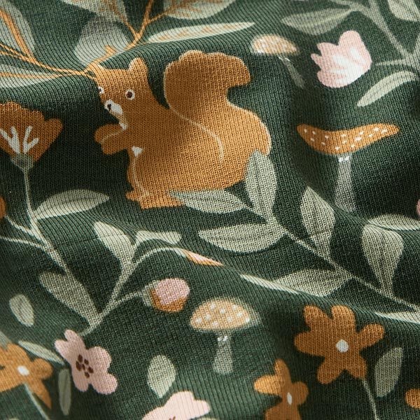Cotton Jersey Animals in the Wood – dark green,  image number 2