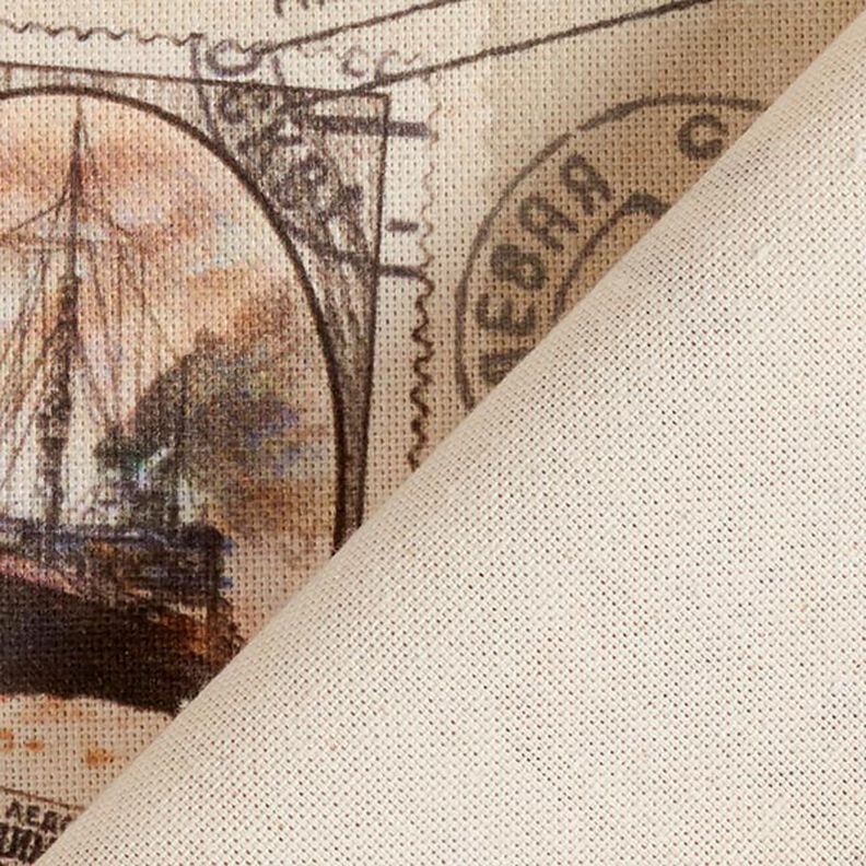 Decorative fabric, half Panama nautical postcards, recycled – natural,  image number 4