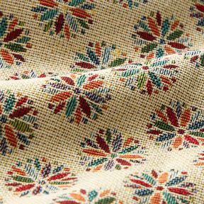 Decor Fabric Tapestry Fabric small flower mandalas – light beige/red, 