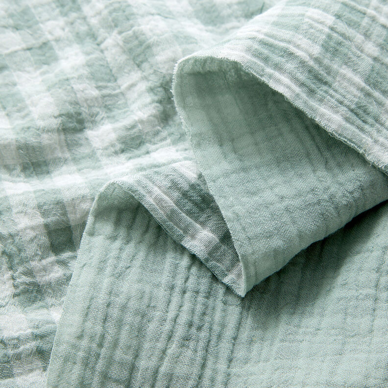 Double Gauze/Muslin Yarn dyed gingham – reed/white,  image number 2