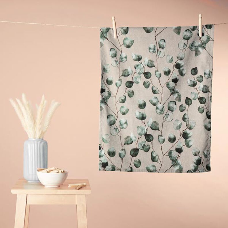 Decor Fabric Half Panama with Eucalyptus – natural/mint,  image number 6