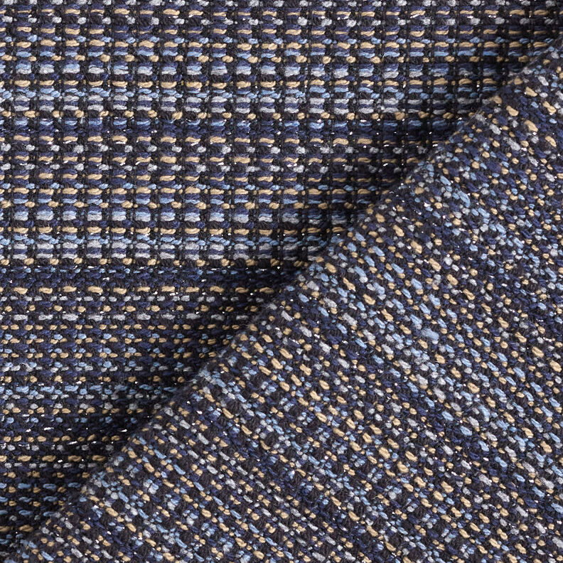 Textured glitter yarn coat fabric – midnight blue/dune,  image number 5