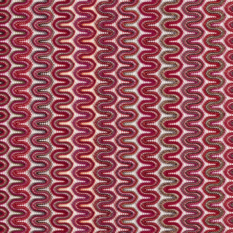 Wave patterned lace fabric – dark red,  image number 1