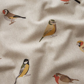 Decor Fabric Half Panama small garden birds – natural, 