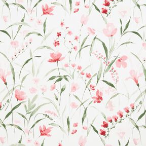 Decor Fabric Half Panama freesias – ivory/light pink, 
