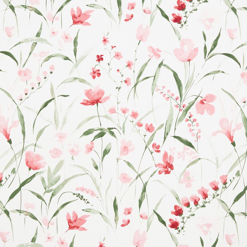 Decor Fabric Half Panama freesias – ivory/light pink,  image number 1