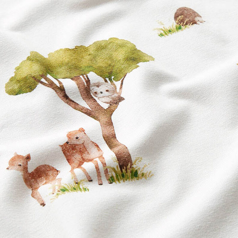 Cotton Jersey Woodland Animals Digital Print – offwhite,  image number 2