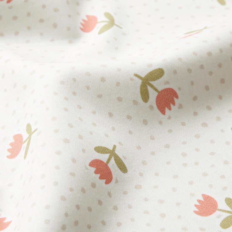 Decor Fabric Sateen cute tulips – ivory/lobster,  image number 2