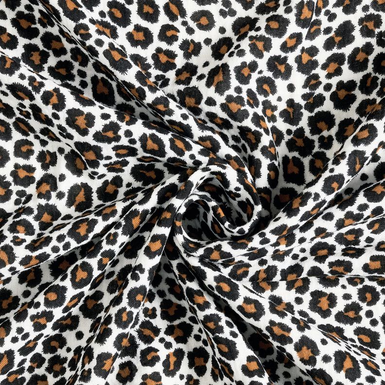 Double Gauze/Muslin Leopard Print – white/black, image number 3