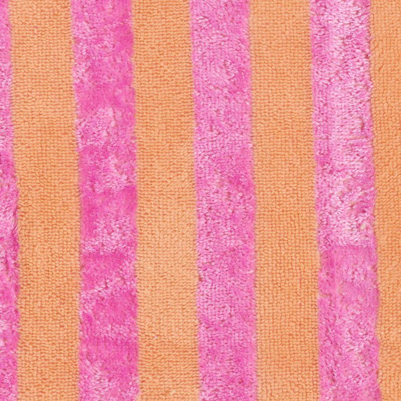 Towelling Fabric Bamboo Block Stripes – light orange/pink, image number 1