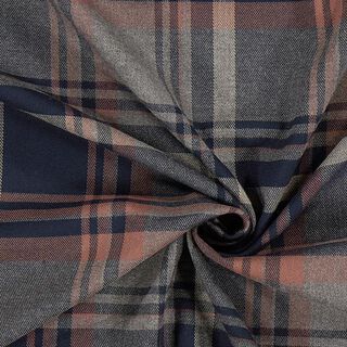 Stretch Tartan – navy/salmon, 