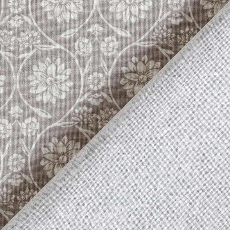 Cotton Cretonne Flowers and tendrils – silver grey/white,  image number 4