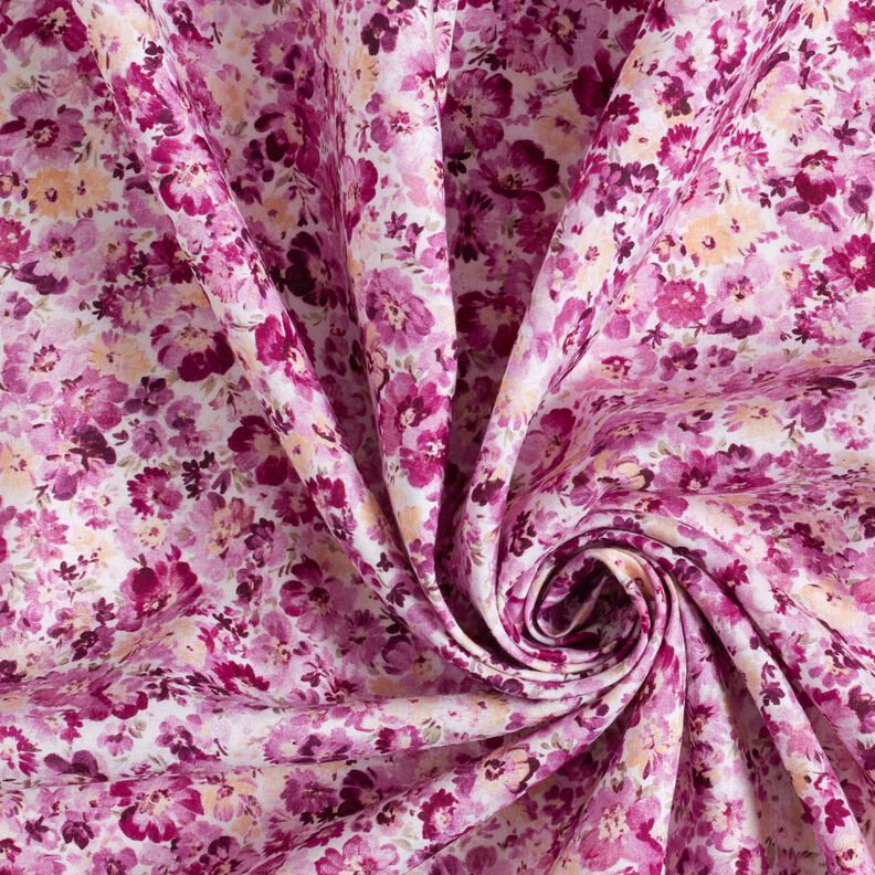 viscose fabric flower meadow – grape/white | Remnant 80cm,  image number 3