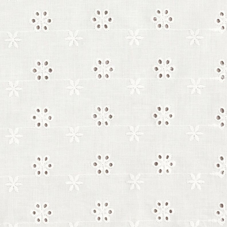 Small flowers broderie anglaise cotton fabric – white,  image number 1