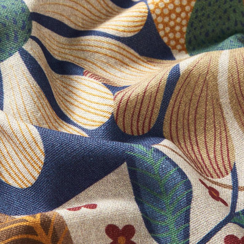 Decor Fabric Half Panama floral picture – natural/blue, image number 2