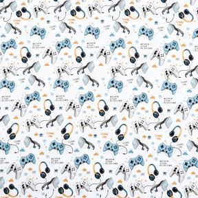 French Terry Game on Digital Print – white, 