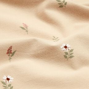 Cotton Flannel delicate flowers &ndash; sand, 