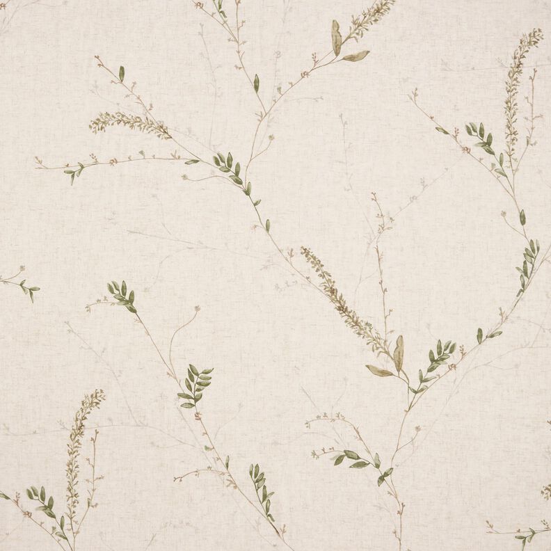 Curtain Fabric Voile Delicate branches – natural/dark pine,  image number 1