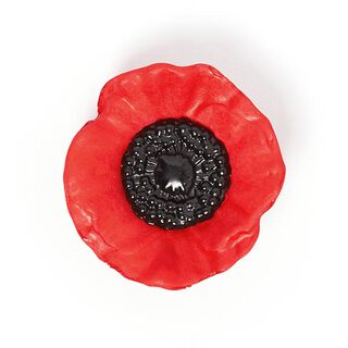 Decorative button Poppy - red, 