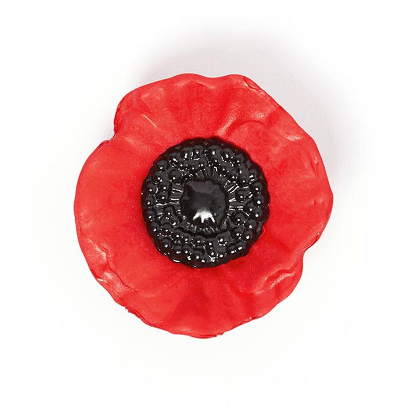 Decorative button Poppy - red,  image number 1