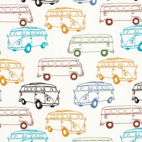 French Terry colourful buses – offwhite, 