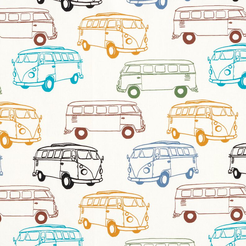 French Terry colourful buses – offwhite,  image number 1