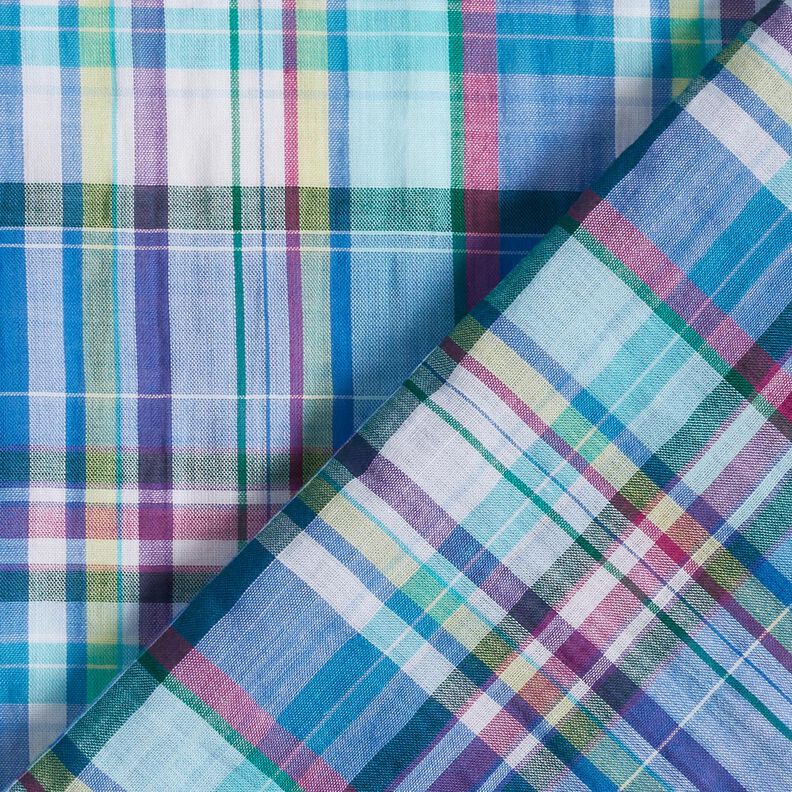 Colourful checks lightweight cotton blend – blue,  image number 4