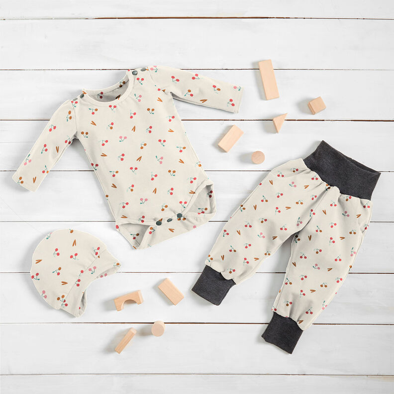 Cotton Jersey little cherries – light beige,  image number 6