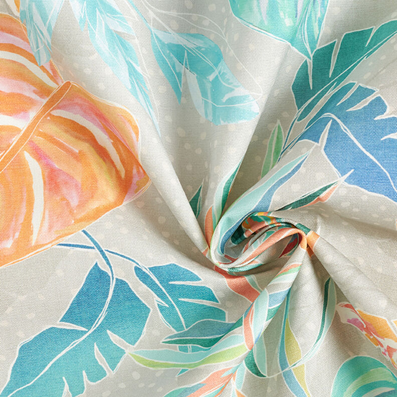 Outdoor Fabric Canvas Tropical Leaves – coral,  image number 3