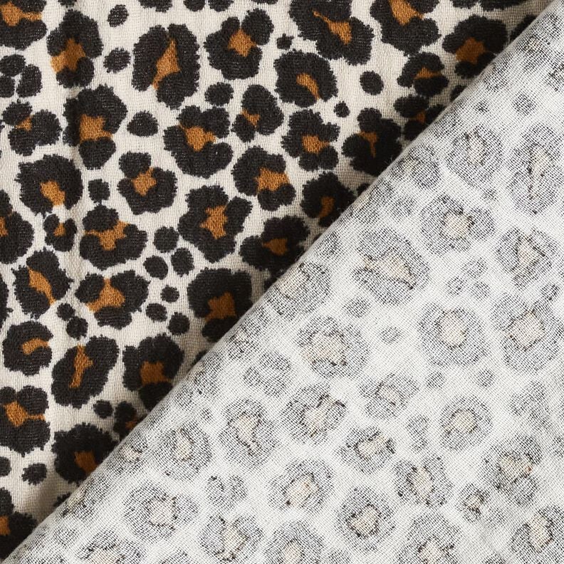 Double Gauze/Muslin Leopard Print – light taupe/black, image number 4