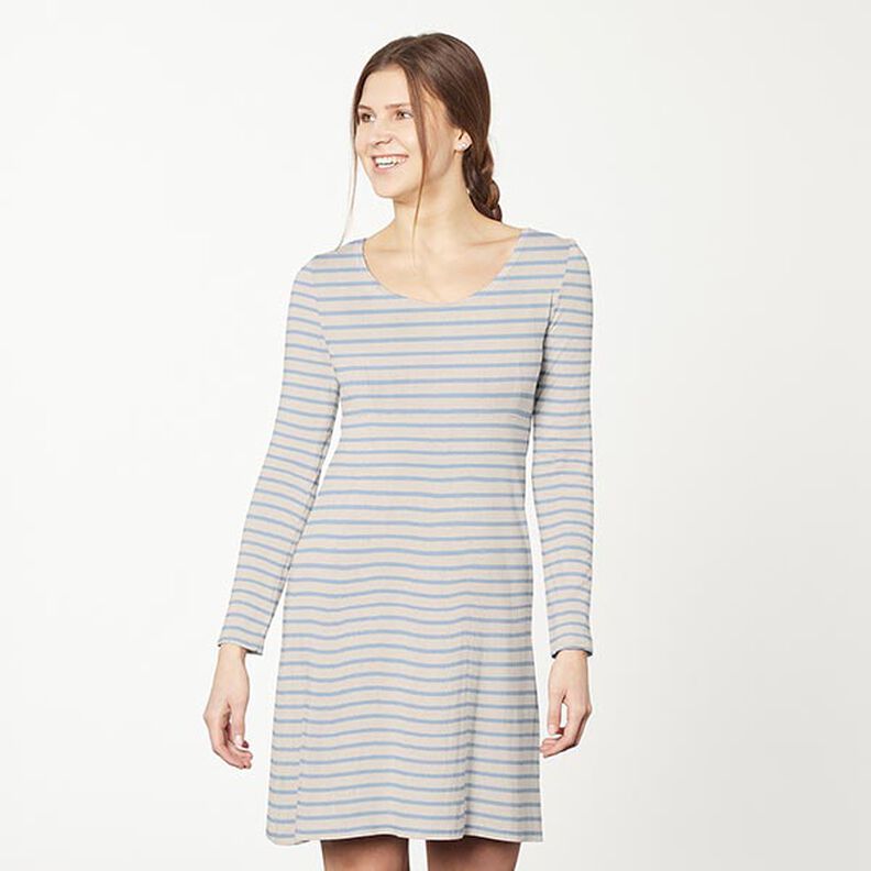 Narrow & Wide Stripes Cotton Jersey – cashew/light blue,  image number 8