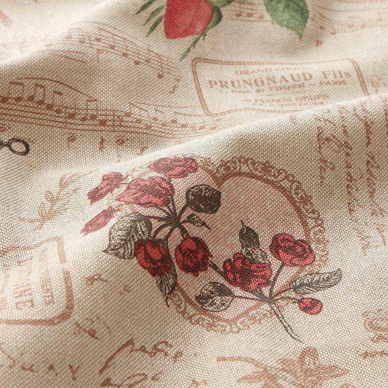 Decor Fabric Half Panama romantic collage – natural/pale berry,  image number 2