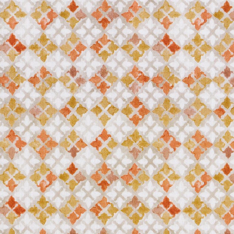 Cotton Poplin oriental tile pattern Digital Print – misty grey/copper,  image number 1