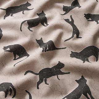 Decor Fabric Half Panama cats – black, 