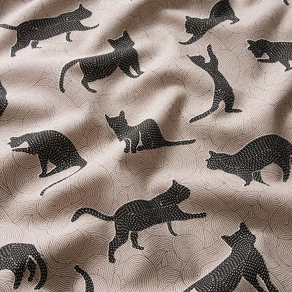 Decor Fabric Half Panama cats – black,  image number 2