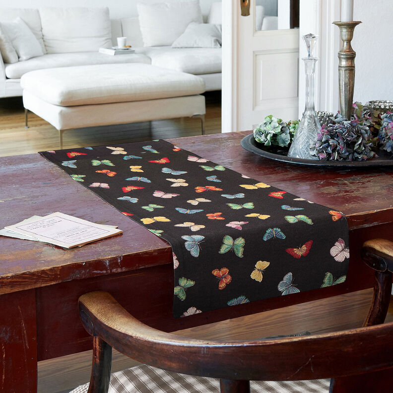 Decor Fabric Tapestry Fabric Swarm of butterflies – black,  image number 8